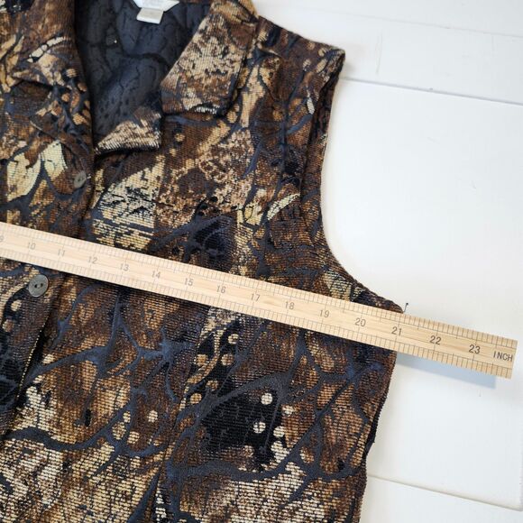 Christopher & Banks Brown Textured Button Front Vest XL - Picture 6 of 12